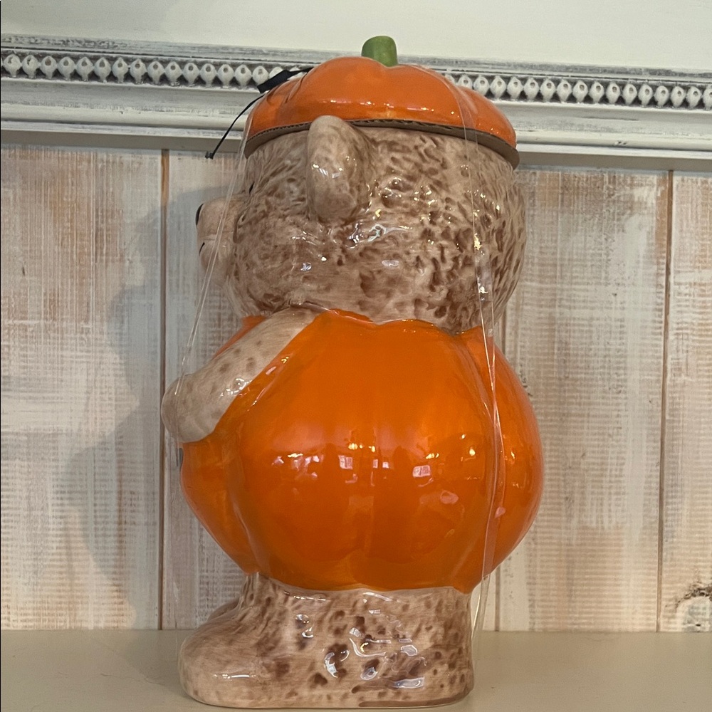 Creepy Critters Bear Pumpkin Halloween Ceramic‎ Cookie Jar Spooky Decor - Picture 5 of 6